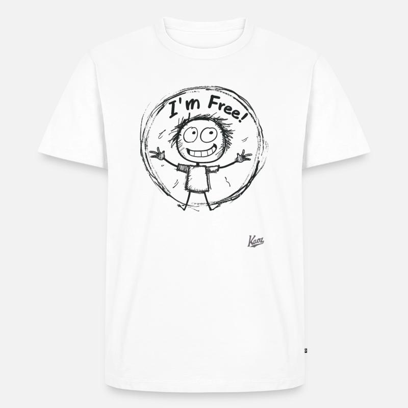 Strichmännchen-Figur: Ich bin frei! - Männer Premium Bio T-Shirt - Weiß