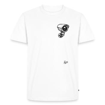 Caricature d’une petite caméra de sécurité - T-shirt Premium bio Homme - blanc - Devant - Nico (187cm)
