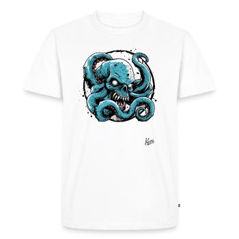 Forte et puissante : Pieuvre crâne Pieuvre - T-shirt Premium bio Homme - blanc - Devant - Nico (187cm)
