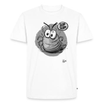 Slop Slop: Here's the Funny Cartoon Worm Larva - Men's Premium Organic T-Shirt - white - Front - Nico (187cm)
