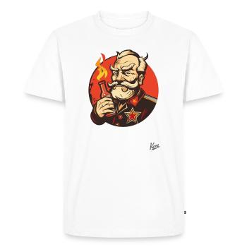 Parodie d’un parti communiste avec une bouteille - T-shirt Premium bio Homme - blanc - Devant - Nico (187cm)