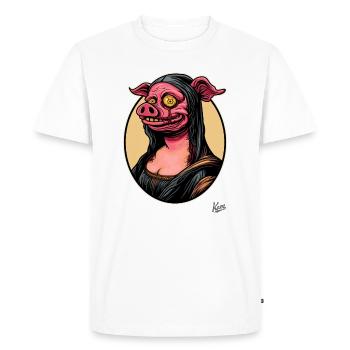 The portrait of Mona, the zombie pig Lisa - Men's Premium Organic T-Shirt - white - Front - Nico (187cm)