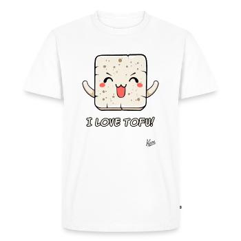 J’aime le tofu - Un must pour les fans de tofu - T-shirt Premium bio Homme - blanc - Devant - Nico (187cm)