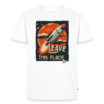 Sortons d’ici avec une fusée - T-shirt Premium bio Homme - blanc - Devant - Nico (187cm)