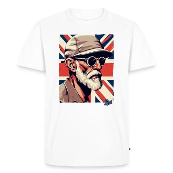 Vieil homme britannique et drapeau britannique - T-shirt Premium bio Homme - blanc - Devant - Nico (187cm)