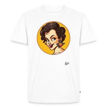 La douce beauté : une femme de dessin animé rétro avec une touche d’originalité - T-shirt Premium bio Homme - blanc - Devant - Nico (187cm)