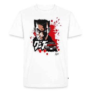 Dessin animé japonais, Crime noir - T-shirt Premium bio Homme - blanc - Devant - Nico (187cm)