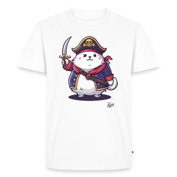 Fluffy Pet Pirate Cat - Men's Premium Organic T-Shirt - white - Front - Nico (187cm)