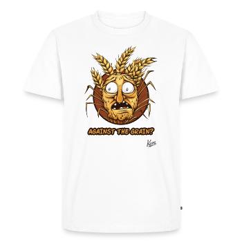 À contre-courant : Visage de grain de dessin animé - T-shirt Premium bio Homme - blanc - Devant - Nico (187cm)