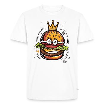 King avec un hamburger à la couronne - T-shirt Premium bio Homme - blanc - Devant - Nico (187cm)