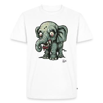 Drôle Terrible Petit Éléphant Zombie - T-shirt Premium bio Homme - blanc - Devant - Nico (187cm)