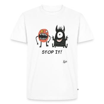 Stop it! Little funny stupid monsters - Men's Premium Organic T-Shirt - white - Front - Nico (187cm)