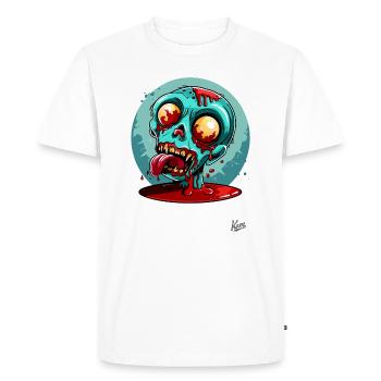 Visage de ketchup zombie paresseux - T-shirt Premium bio Homme - blanc - Devant - Nico (187cm)