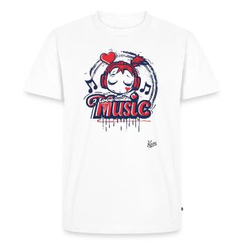 Fille mignonne kawaii avec des écouteurs et de la musique - T-shirt Premium bio Homme - blanc - Devant - Nico (187cm)
