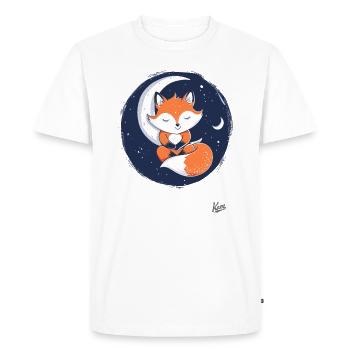 Cute little fox sleeping on the moon - Men's Premium Organic T-Shirt - white - Front - Nico (187cm)