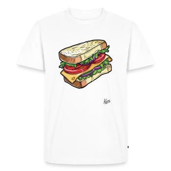 Delicious large vegetable and cheese sandwich - Men's Premium Organic T-Shirt - white - Front - Nico (187cm)