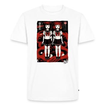 Japanese cartoon schoolgirl in anime style - Men's Premium Organic T-Shirt - white - Front - Nico (187cm)
