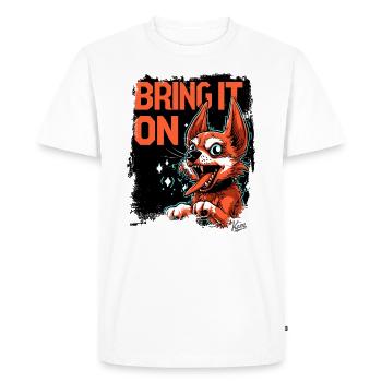 Crazy, funny little Pinscher: Bring it! - Men's Premium Organic T-Shirt - white - Front - Nico (187cm)