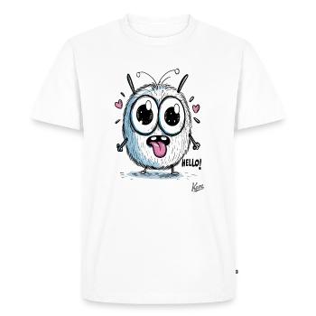 Cute and funny: A little monster says Hall - Men's Premium Organic T-Shirt - white - Front - Nico (187cm)