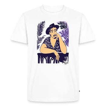 Vintage Man at the Table – Contemporary Art - Men's Premium Organic T-Shirt - white - Front - Nico (187cm)