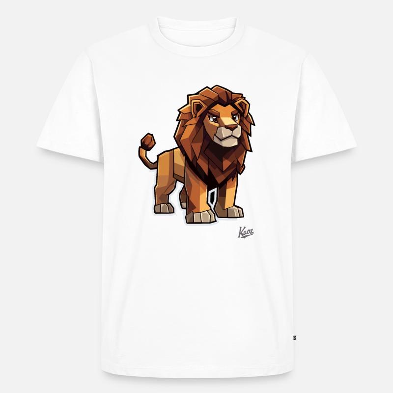 Starker Pixel-Löwe - Männer Premium Bio T-Shirt - Weiß