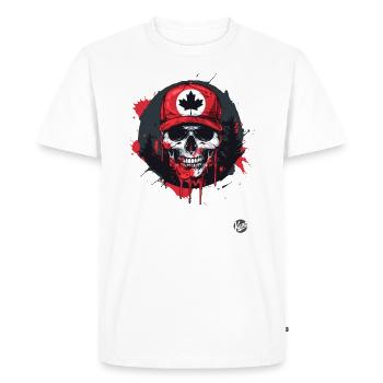 Crâne canadien avec feuille d’érable - T-shirt Premium bio Homme - blanc - Devant - Nico (187cm)