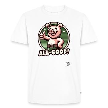 Pouce en l’air, tout va bien se passer cochon - T-shirt Premium bio Homme - blanc - Devant - Nico (187cm)
