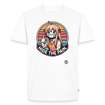 Hide the pain, thumbs up cartoon girl - Men's Premium Organic T-Shirt - white - Front - Nico (187cm)