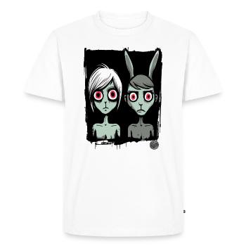Deux filles sombres comme personnages de dessins animés - T-shirt Premium bio Homme - blanc - Devant - Nico (187cm)