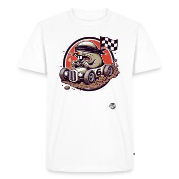 Retro Cartoon Car Racer Blind Mole - Men's Premium Organic T-Shirt - white - Front - Nico (187cm)