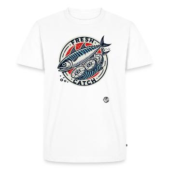 Filet de maquereau – poisson frais fraîchement pêché - T-shirt Premium bio Homme - blanc - Devant - Nico (187cm)
