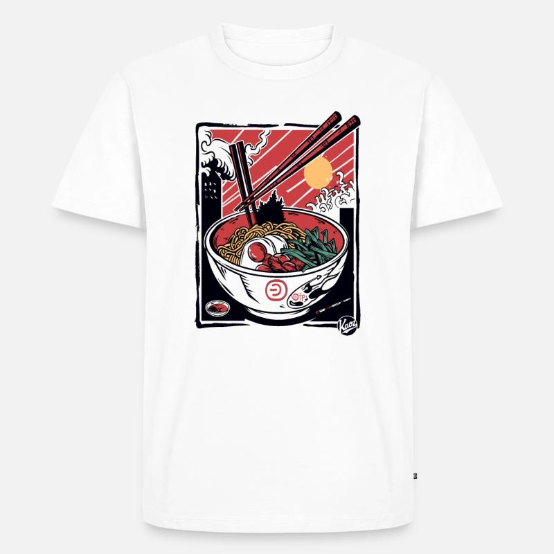 Angriff der Ramen-Stäbchen - Männer Premium Bio T-Shirt - Weiß
