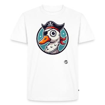Oie pirate avec cache-œil - T-shirt Premium bio Homme - blanc - Devant - Nico (187cm)