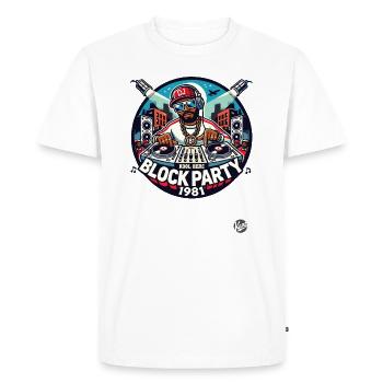 Hip-Hop DJ Block Party des années 1980 - T-shirt Premium bio Homme - blanc - Devant - Nico (187cm)