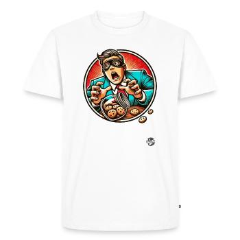 Manager pris : La main dans le pot à biscuits - T-shirt Premium bio Homme - blanc - Devant - Nico (187cm)