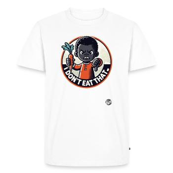 Petit garçon avec de la carotte, je ne mange pas ça ! - T-shirt Premium bio Homme - blanc - Devant - Nico (187cm)