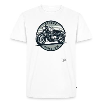 Street Walker - Café Racer Retro Motorcycle - Men's Premium Organic T-Shirt - white - Front - Nico (187cm)