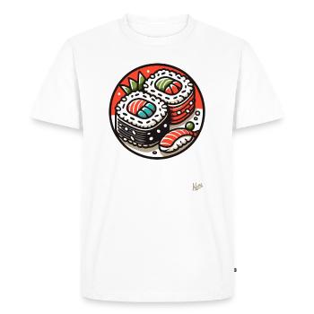 sushi - Men's Premium Organic T-Shirt - white - Front - Nico (187cm)
