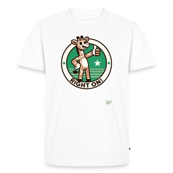 Pouce en l’air girafe - Juste ce qu’il faut, continuez comme ça ! - T-shirt Premium bio Homme - blanc - Devant - Nico (187cm)