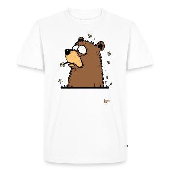 The funny chamomile flower bear - Men's Premium Organic T-Shirt - white - Front - Nico (187cm)