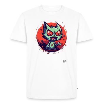 Crazy Funny Aggro Cat - Men's Premium Organic T-Shirt - white - Front - Nico (187cm)