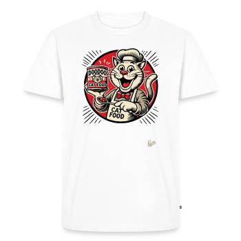 delicious DooDoo cat food with cooking cat - Men's Premium Organic T-Shirt - white - Front - Nico (187cm)