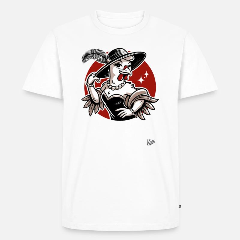 Feine Dame Huhn - Männer Premium Bio T-Shirt - Weiß