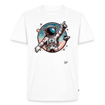 Astronaut points to the galaxy - Men's Premium Organic T-Shirt - white - Front - Nico (187cm)
