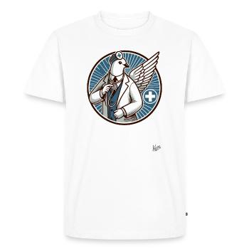 Dr Taube – Le Docteur Volant - T-shirt Premium bio Homme - blanc - Devant - Nico (187cm)