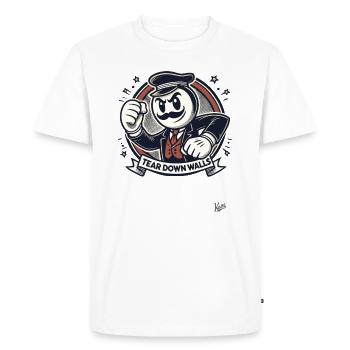 Homme à moustache rétro, abattez les murs ! - T-shirt Premium bio Homme - blanc - Devant - Nico (187cm)