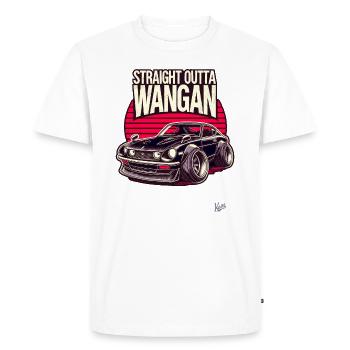 Midnight JDM Devil Z – Straight Outta Wangan - Men's Premium Organic T-Shirt - white - Front - Nico (187cm)