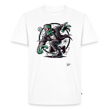 Le Cyclope Vert Monstre Zombie Mort-vivant - T-shirt Premium bio Homme - blanc - Devant - Nico (187cm)
