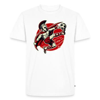 Guerrier spartiate avec ballon jouant au football - T-shirt Premium bio Homme - blanc - Devant - Nico (187cm)