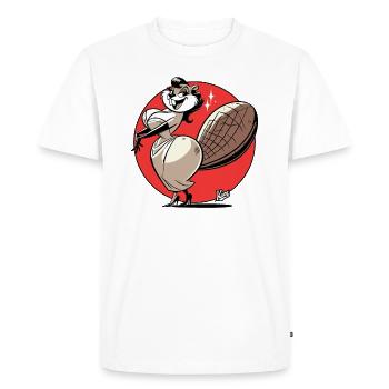 Large belle dame femme castor - T-shirt Premium bio Homme - blanc - Devant - Nico (187cm)